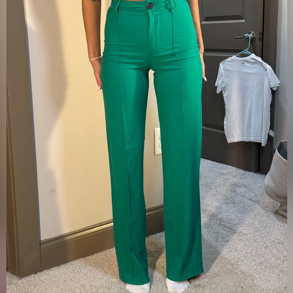 Green work style pants